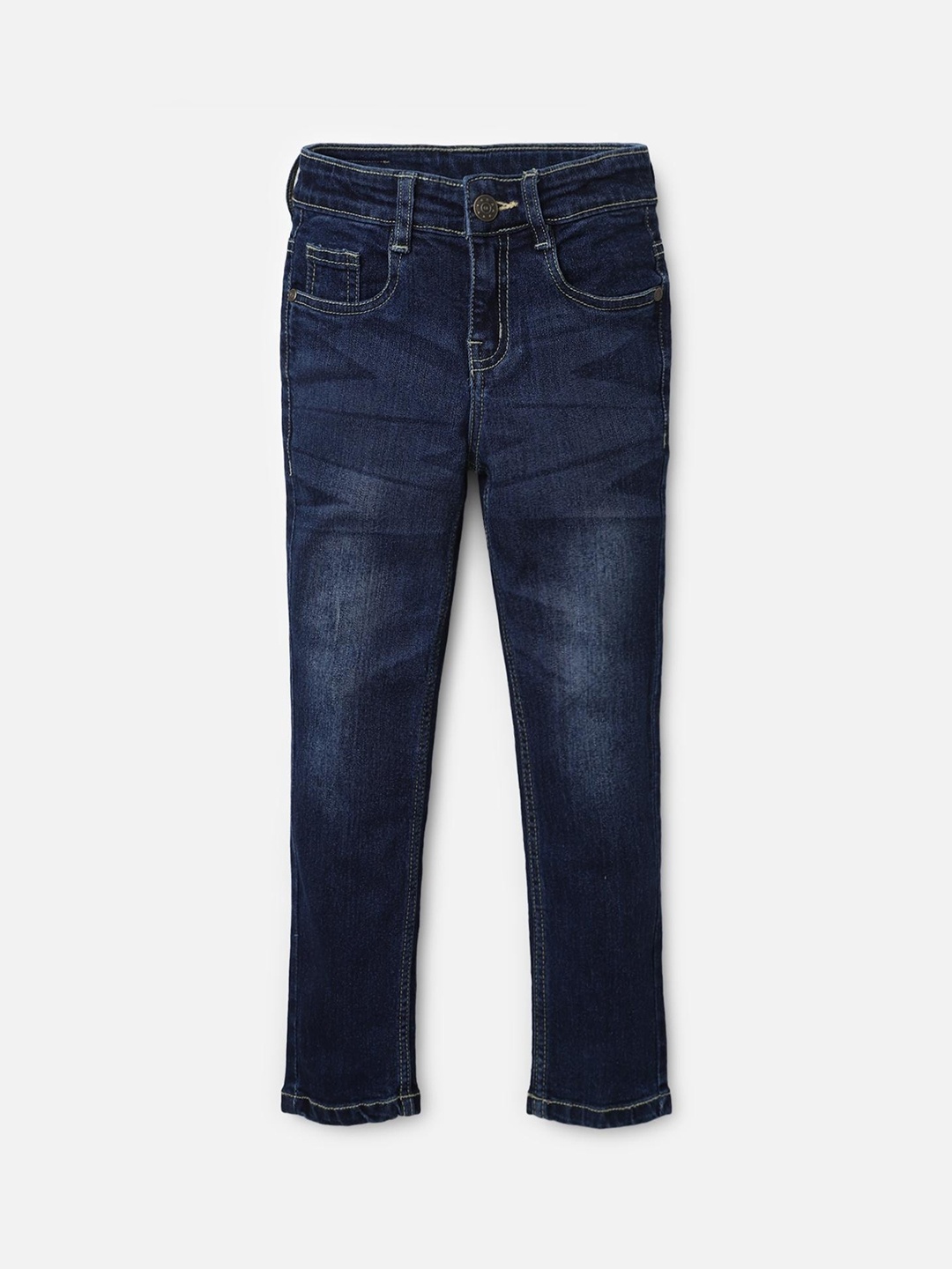 

UrbanMark Boys Mid Rise Slim Fit Clean Look Light Fade Stretchable Jeans, Navy blue