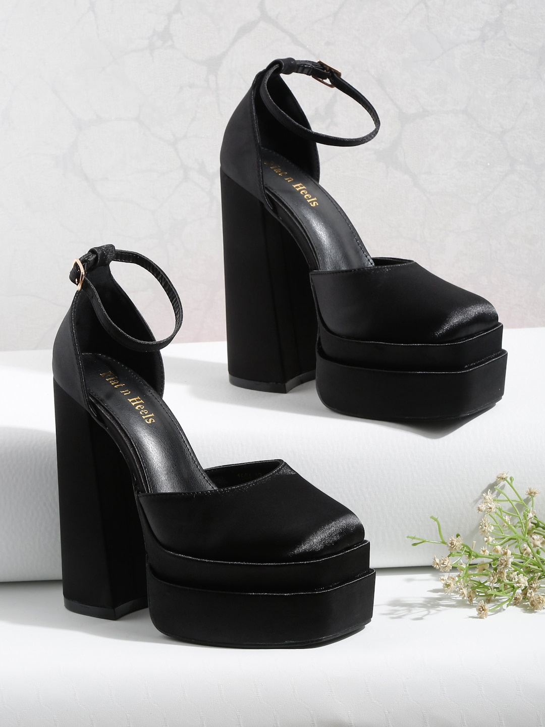 

Flat n Heels Square Toe Platform Heel Pumps, Black