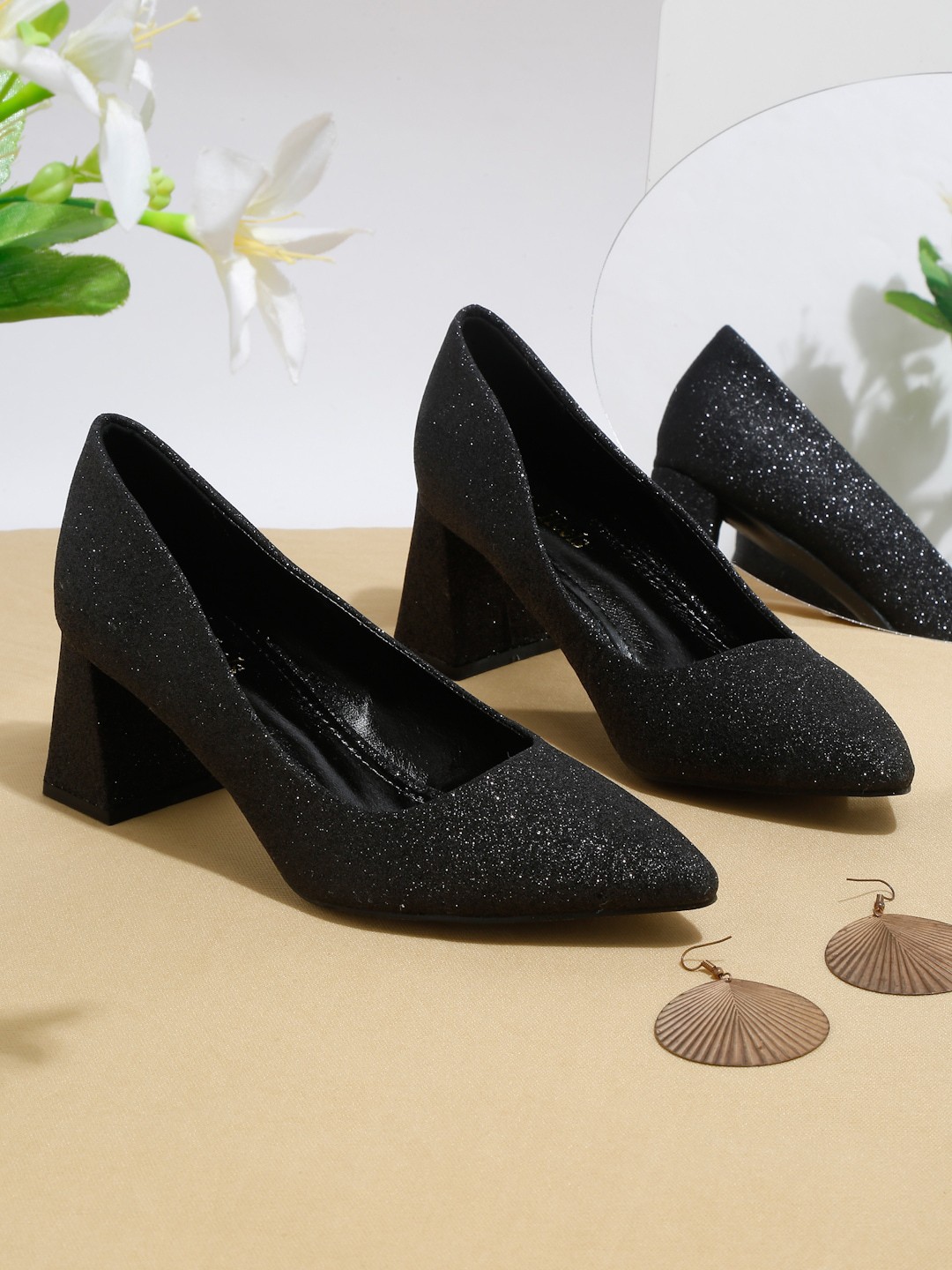 

Flat n Heels Embellished Block Pumps, Black