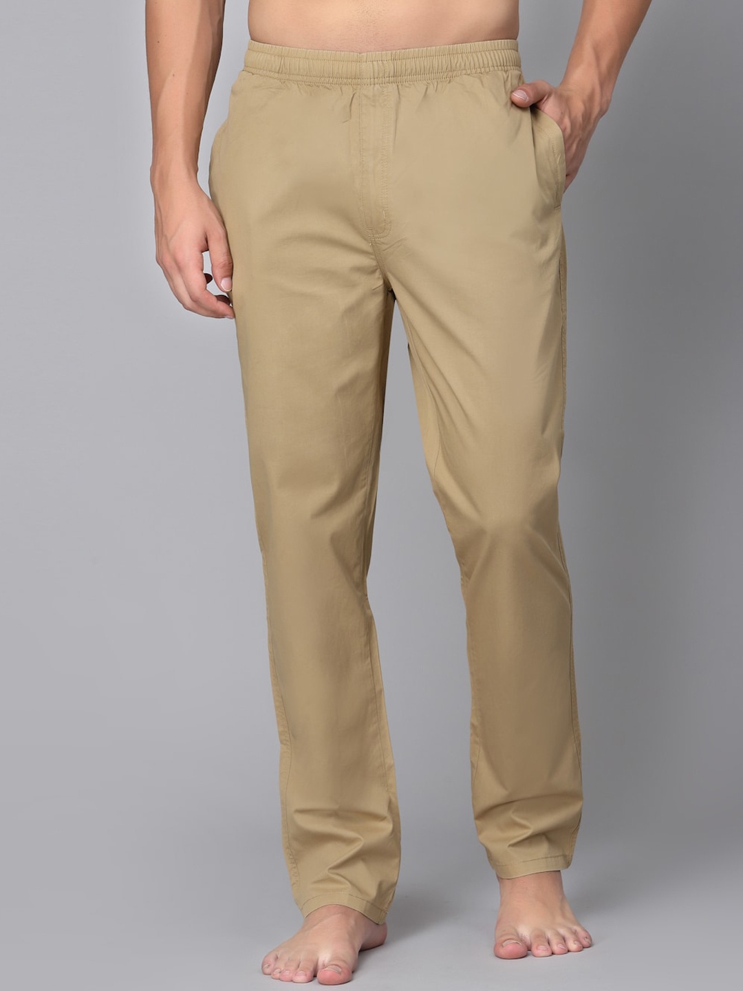 

SAPPER Men Mid-Rise Pure Cotton Lounge Pants, Brown