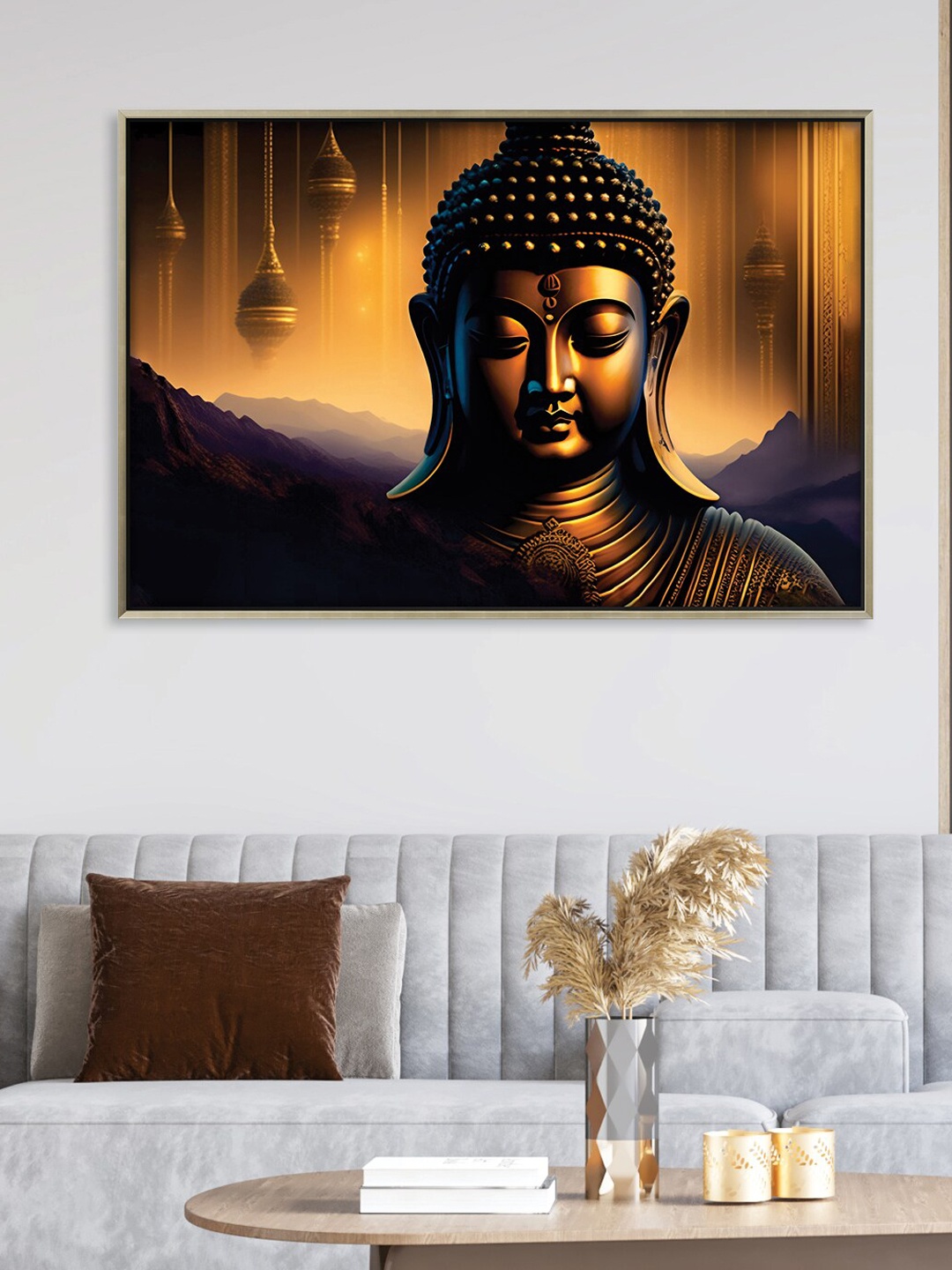 

RANDOM Brown & Black Gautam Buddha Printed Canvas Framed Wall Art