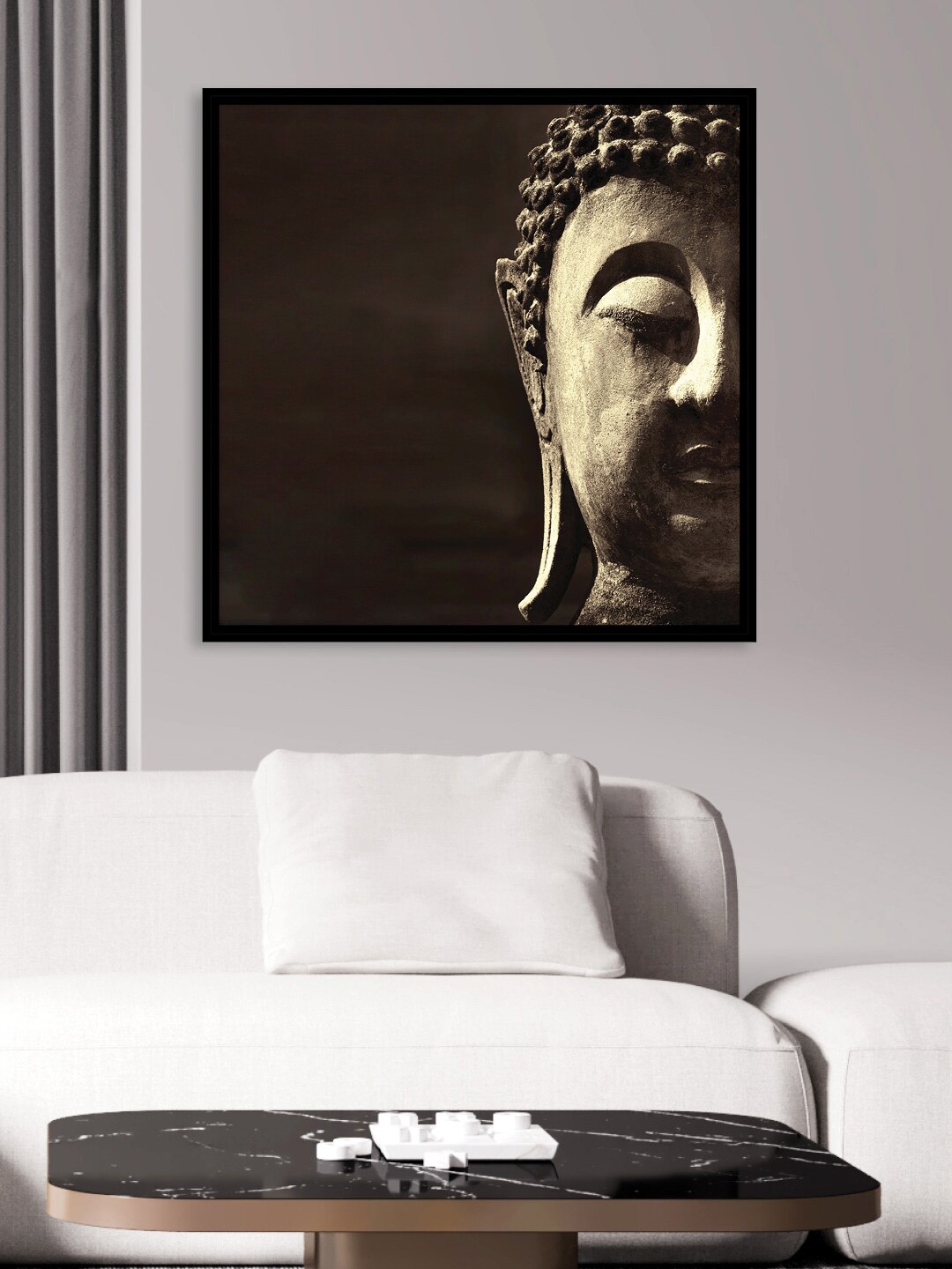 

RANDOM Black & Beige Gautam Buddha Printed Canvas Framed Wall Art