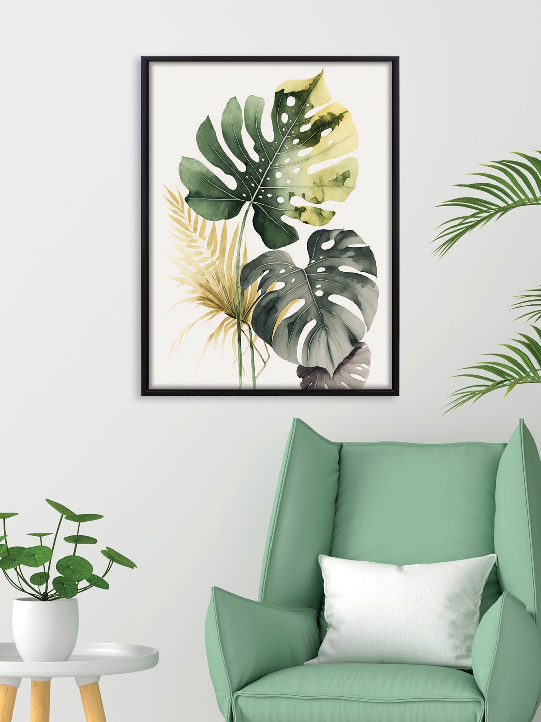 

RANDOM Off White & Green Framed Painting Wall Art