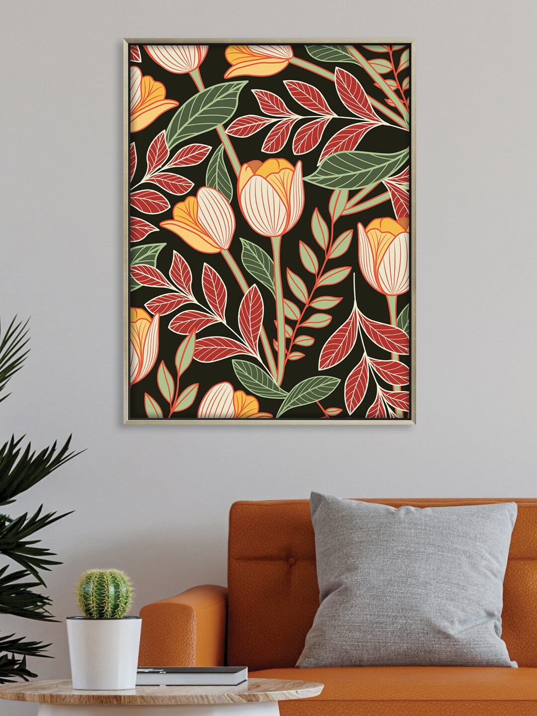 

RANDOM Black & Red Flower Printed Canvas Framed Wall Art
