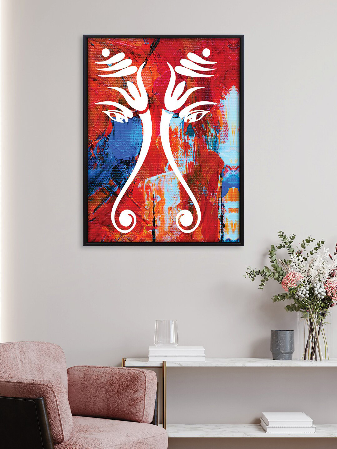 

RANDOM Red & White Ganpati Printed Canvas Framed Wall Art