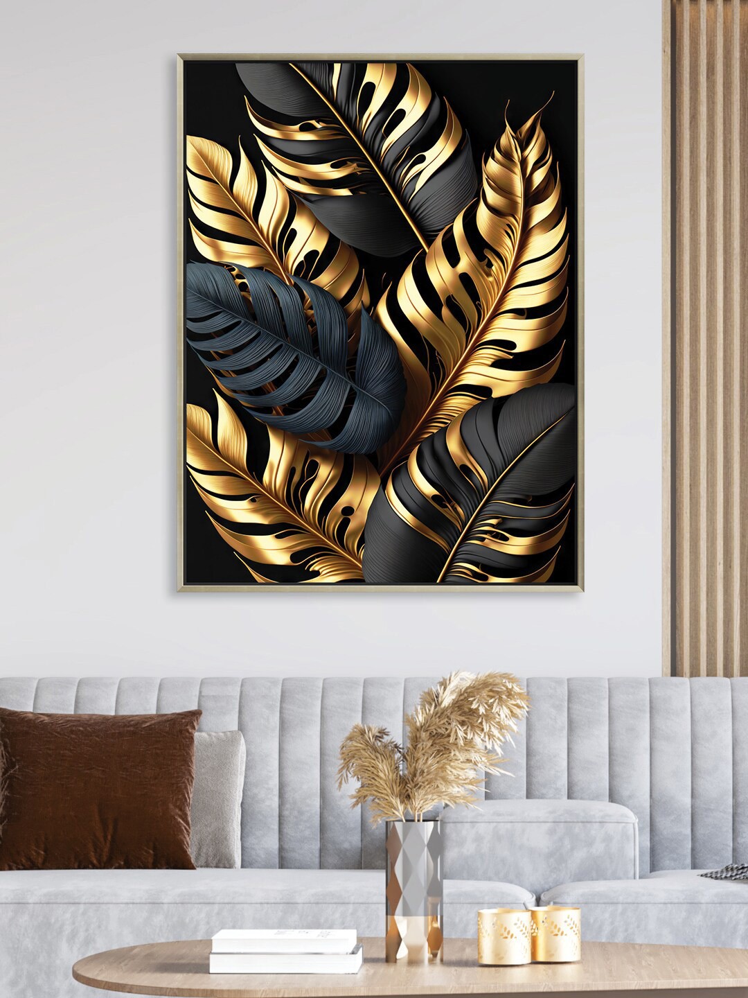 

RANDOM Black & Yellow Tropical Printed Canvas Framed Wall Art