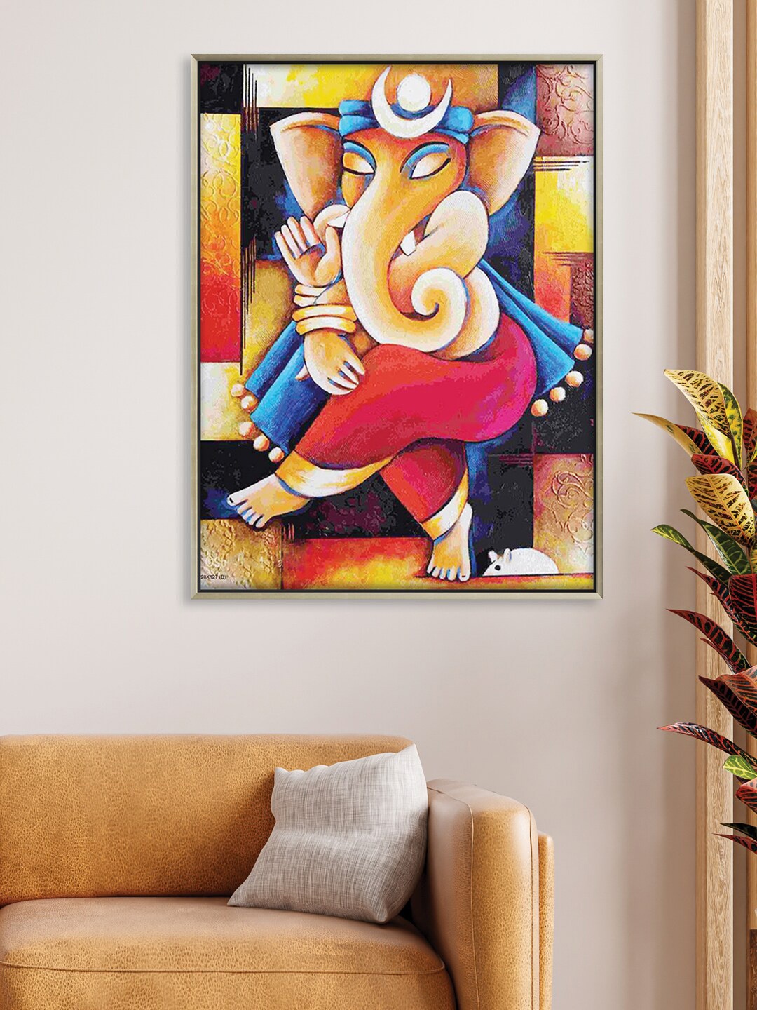 

RANDOM Brown & Red Ganesha Printed Canvas Framed Wall Art