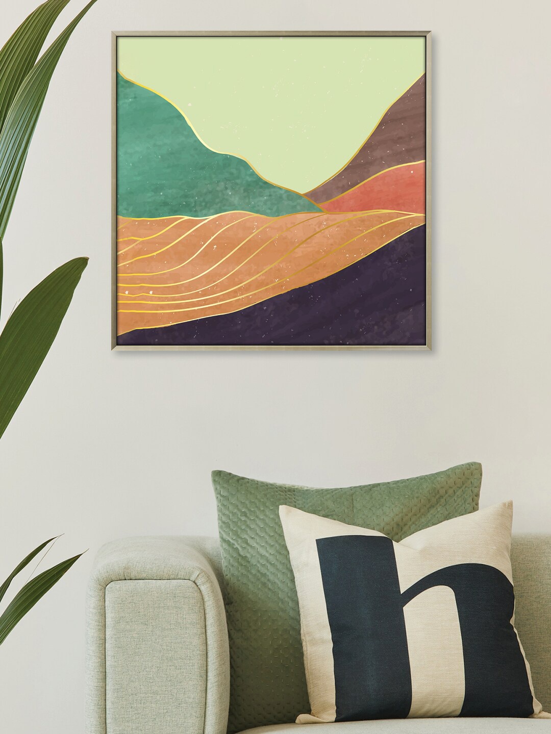 

RANDOM Green & Yellow Printed Canvas Framed Wall Art