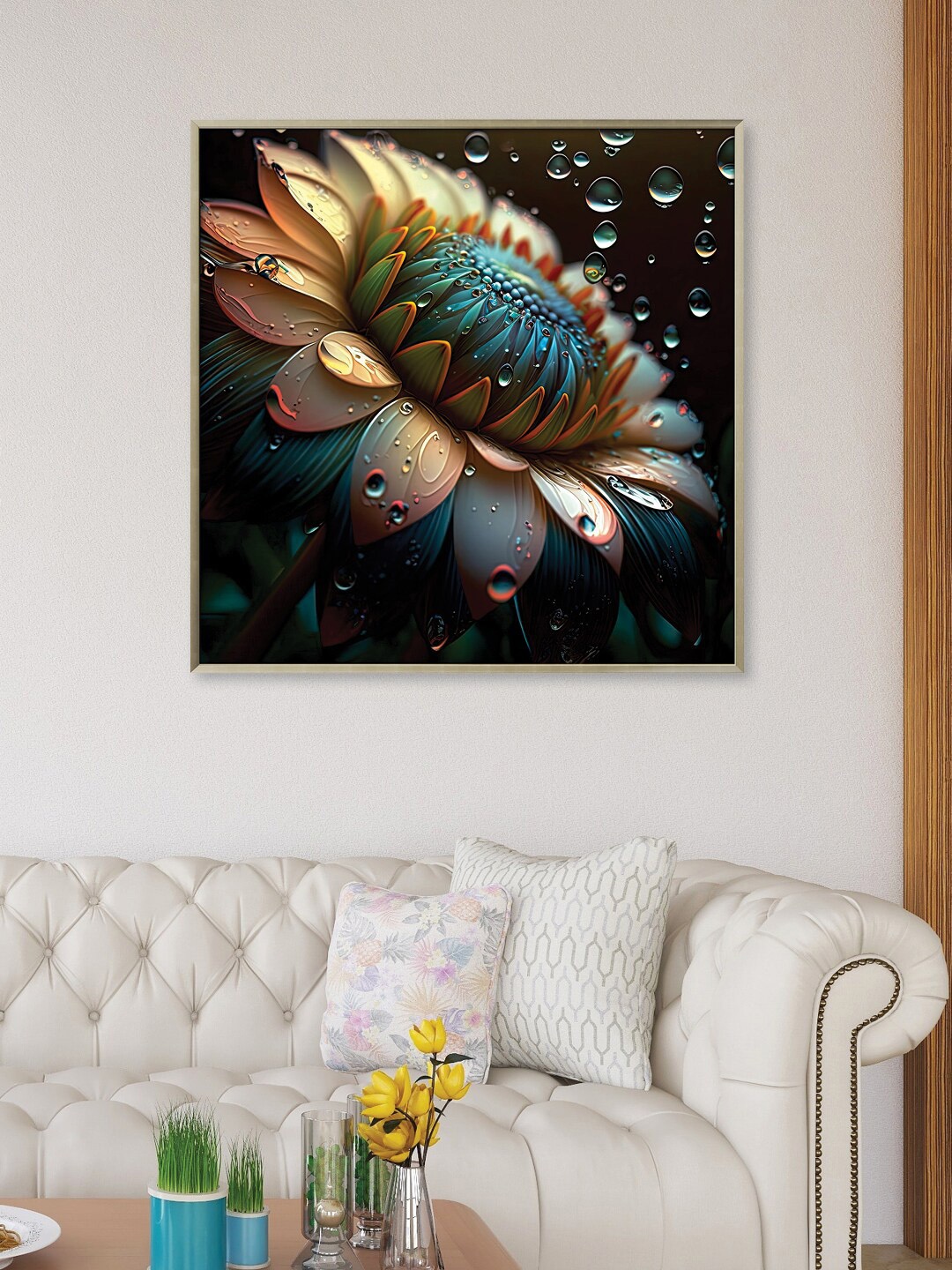 

RANDOM Black & Blue Flower Printed Canvas Framed Wall Art