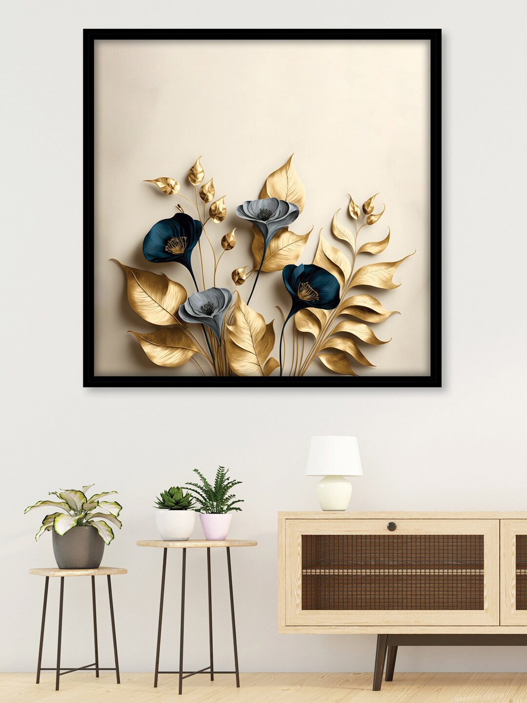 

RANDOM Beige & Yellow Flower Printed Canvas Framed Wall Art