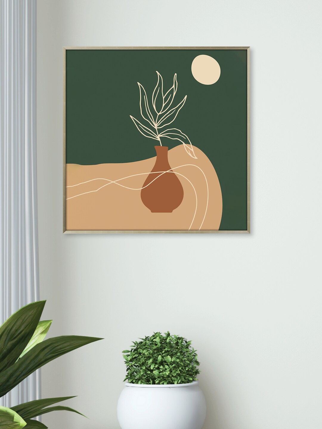 

RANDOM Green & Brown Printed Framed Canvas Wall Art