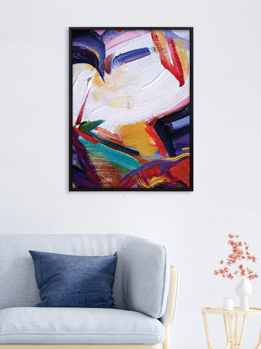 

RANDOM White & Purple Abstract Printed Framed Canvas Wall Art