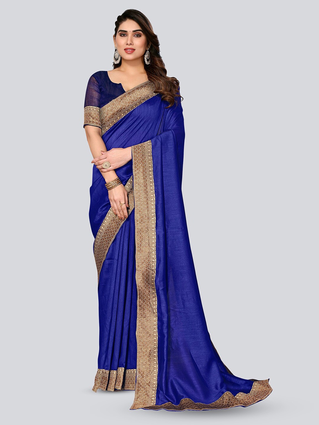 

SIRIL Woven Design Border Saree, Blue