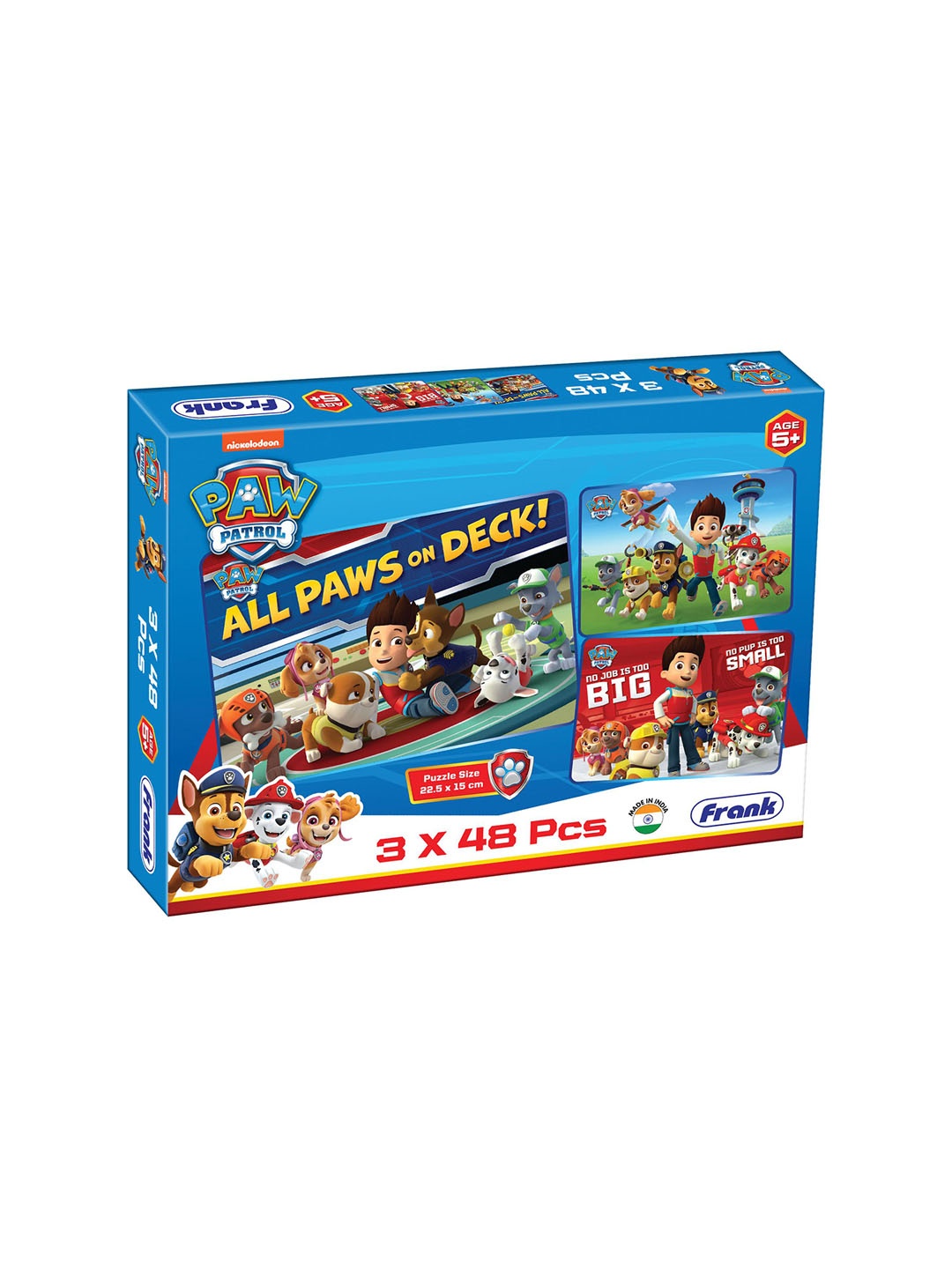 

PAW PATROL Kids Set Of 3 Cardboard Jigsaw Puzzle Set, Blue