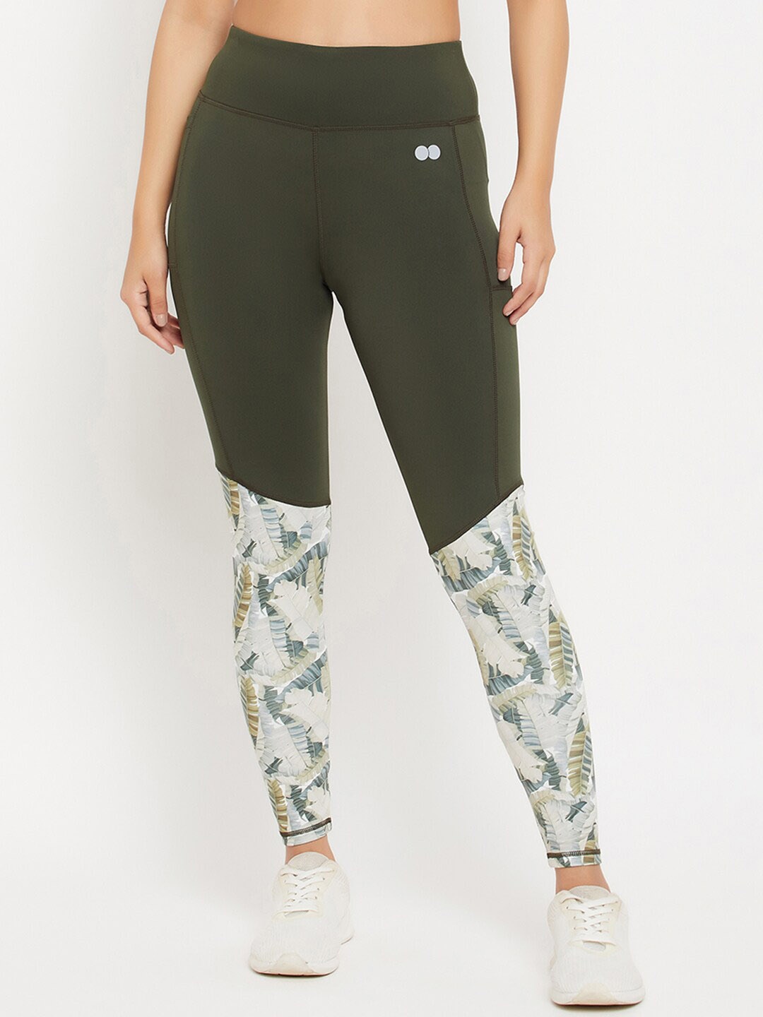 

Clovia Printed High Rise Rapid-Dry Tights, Olive