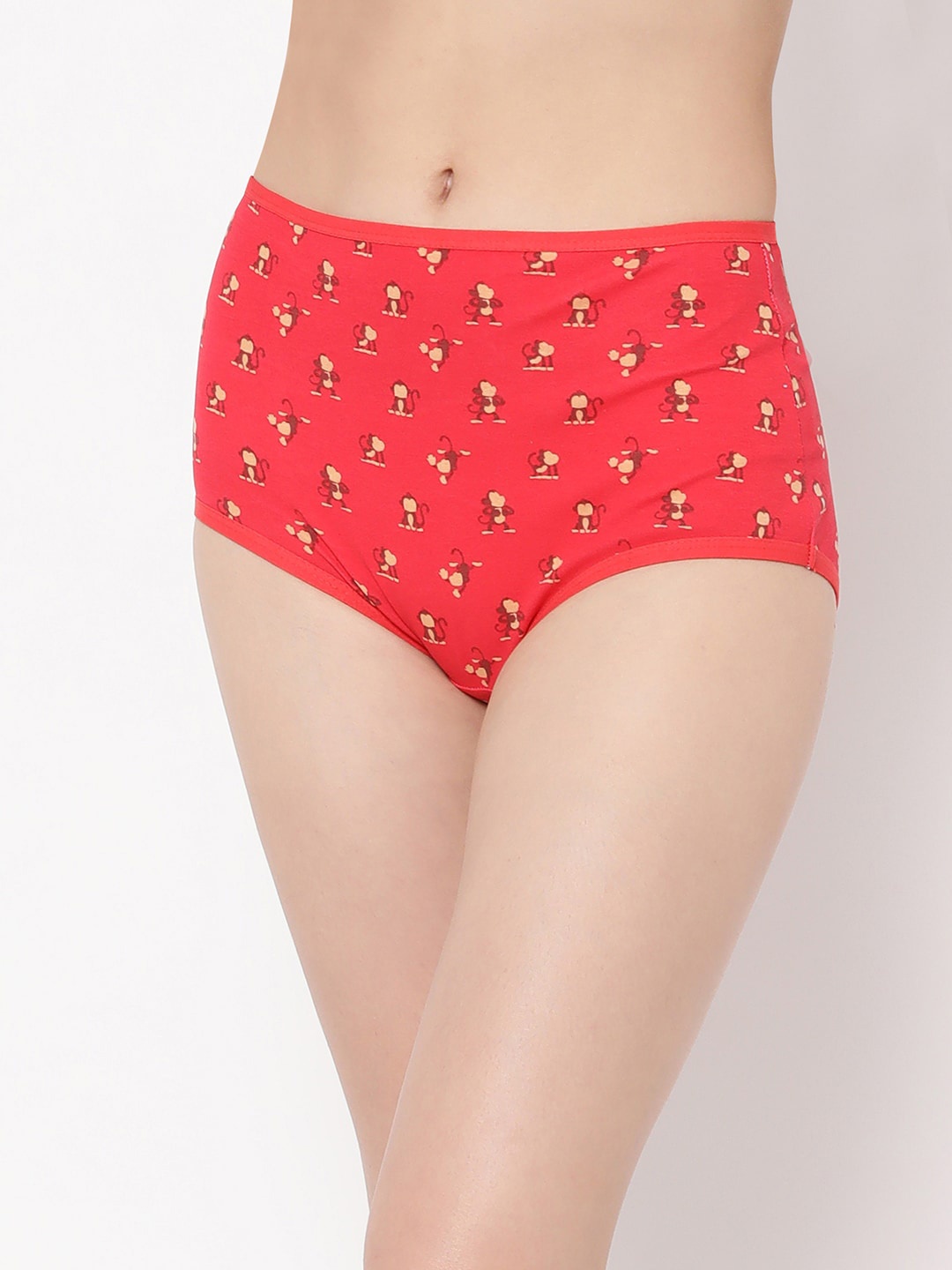 

Clovia Conversational Printed High-Rise Pure Cotton Hipster Briefs, Red