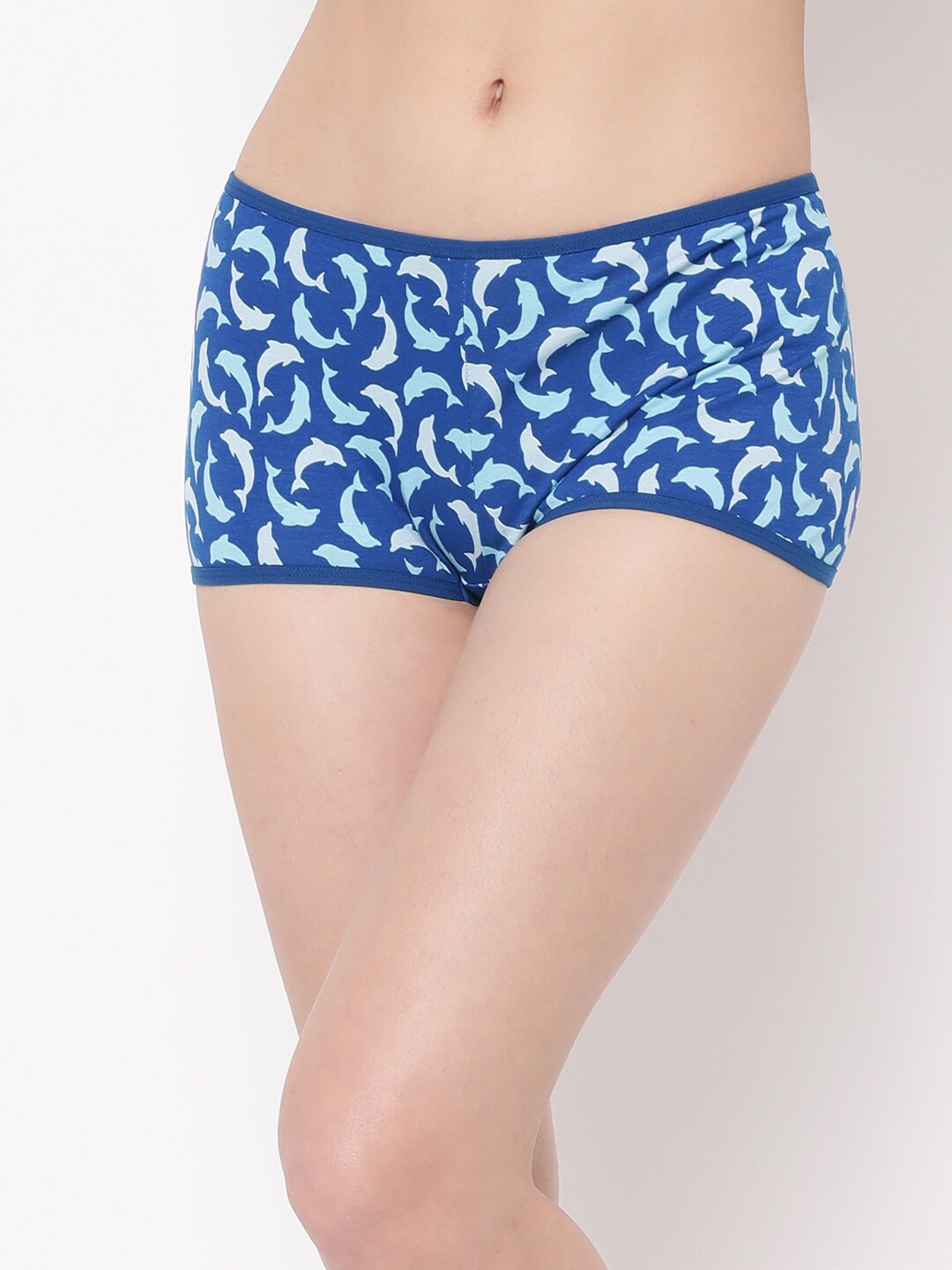 

Clovia Conversational Printed Pure Cotton Boy Shorts, Blue