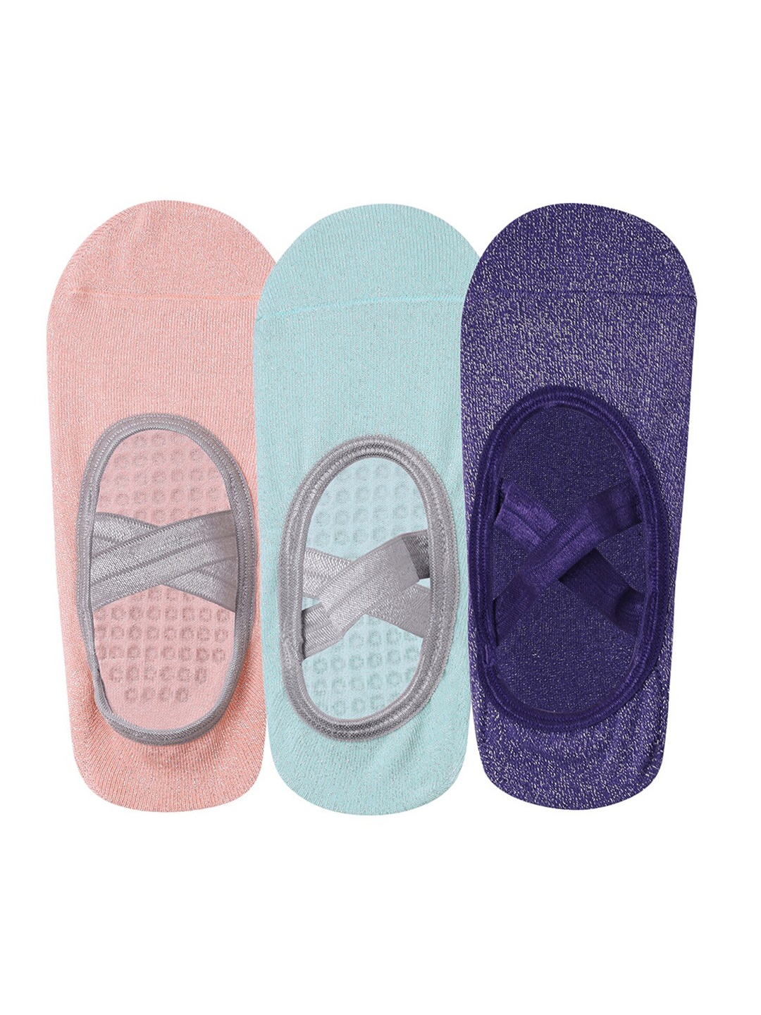

Mint & Oak Women Pack Of 3 Anti-Odour Yoga Socks, Pink