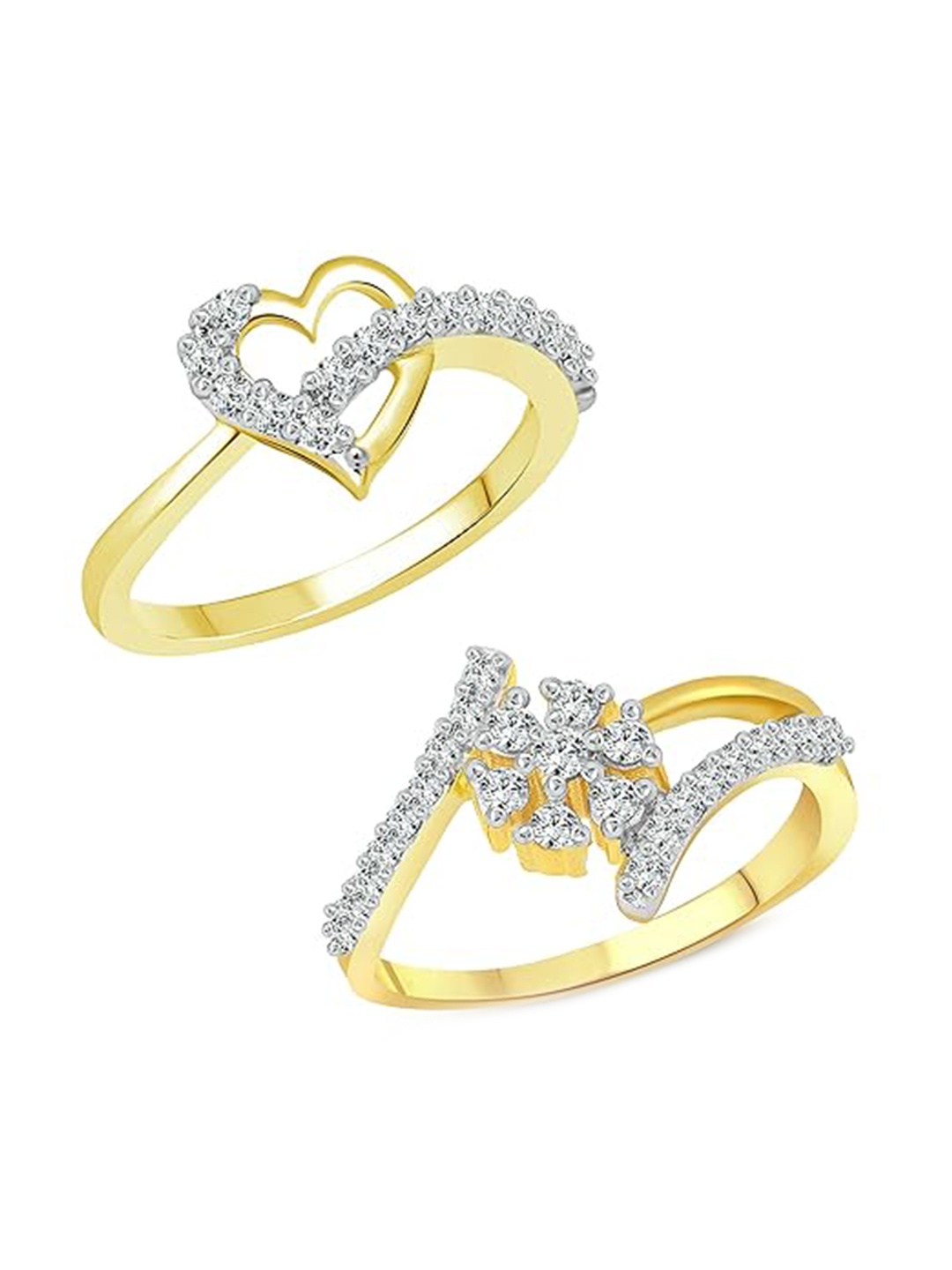 

Vighnaharta Gold-Plated Set 0f 2 CZ Stone-Studded Adjustable Finger Rings