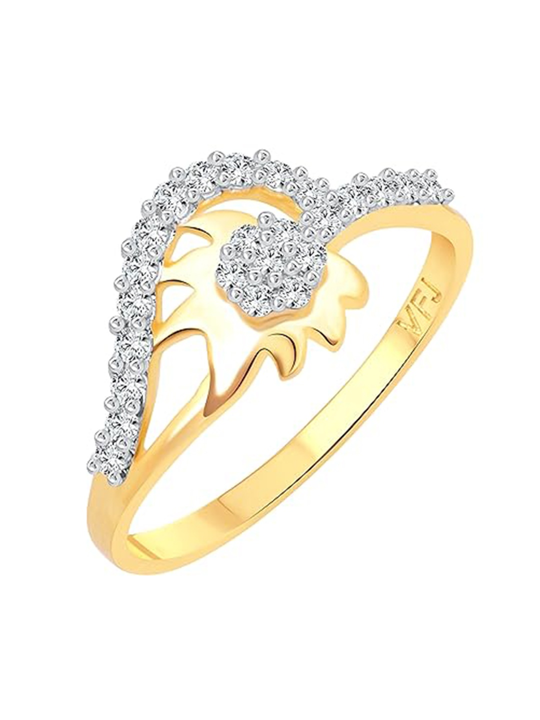 

Vighnaharta Gold-Plated Cubic Zirconia Stone-Studded Finger Ring