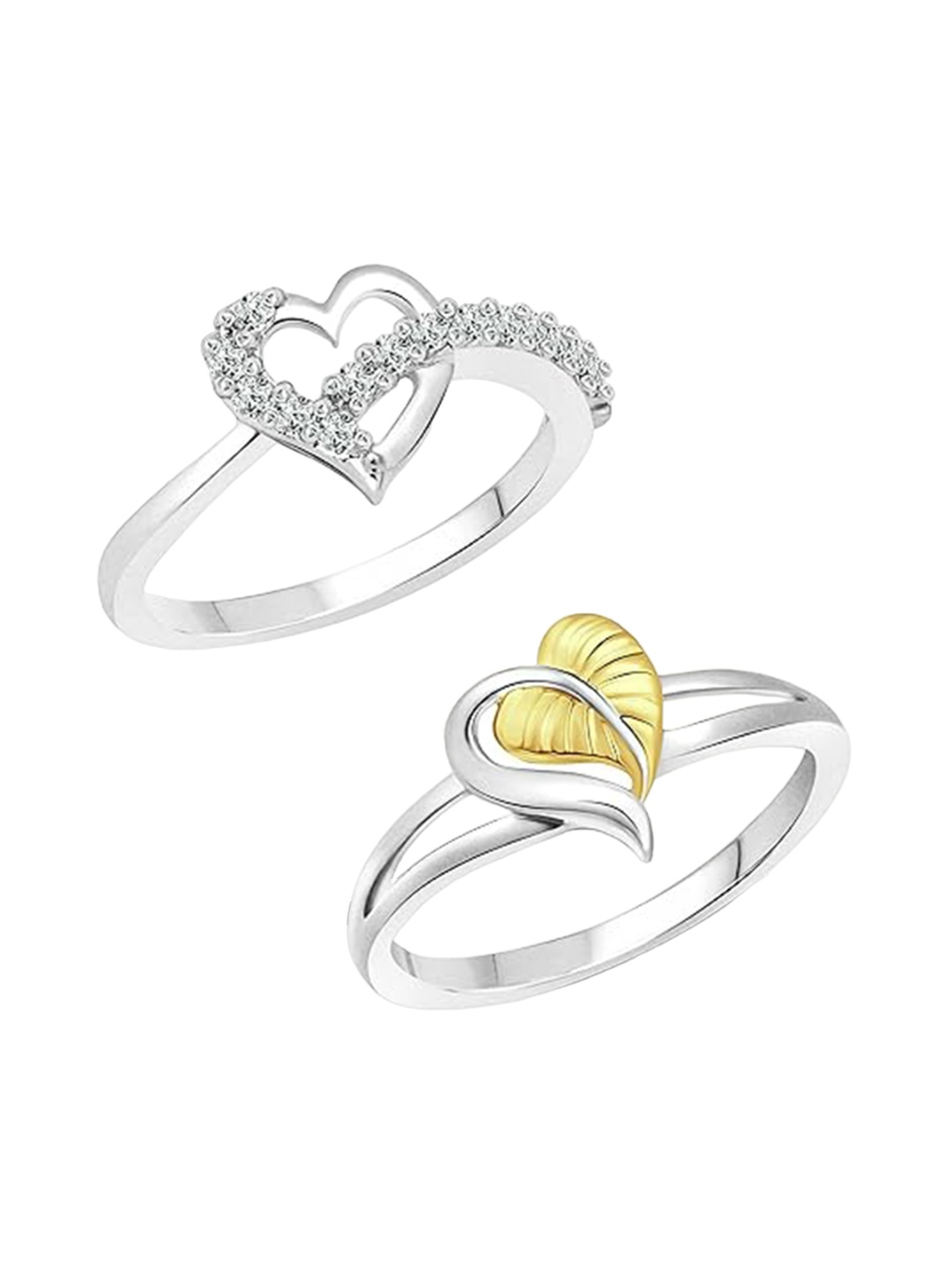 

Vighnaharta Rhodium-Plated Cubic Zirconia Stone-Studded Adjustable Finger Ring, Silver