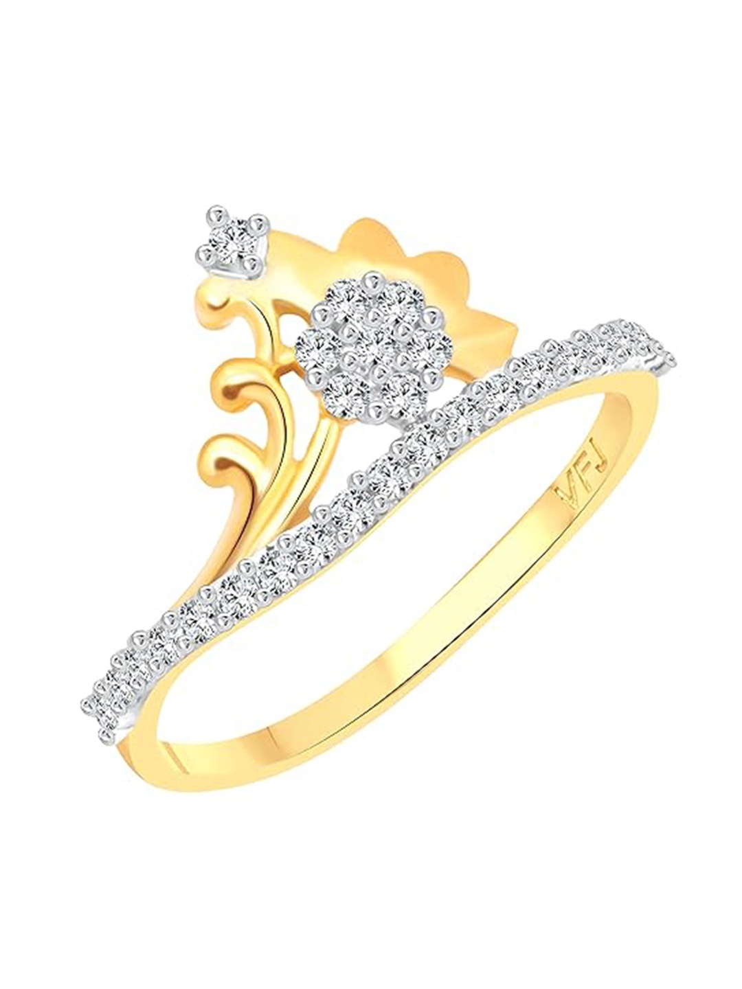 

Vighnaharta Gold-Plated CZ Stone-Studded Adjustable Finger Ring