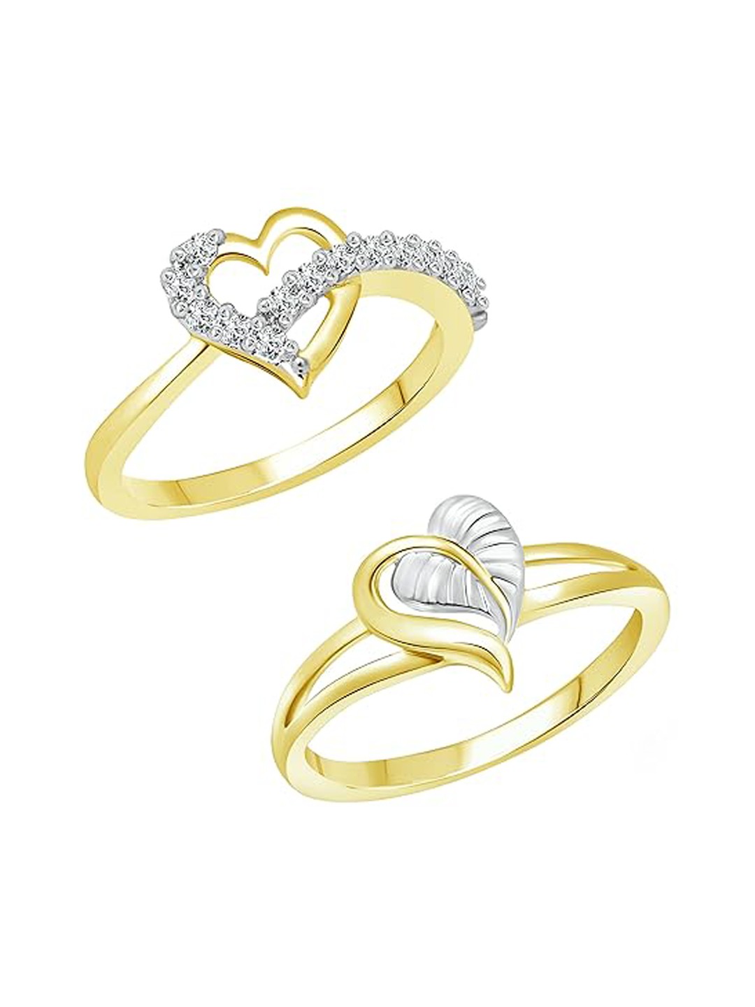 

Vighnaharta Set of 2 Gold-Plated CZ-Studded Finger Rings