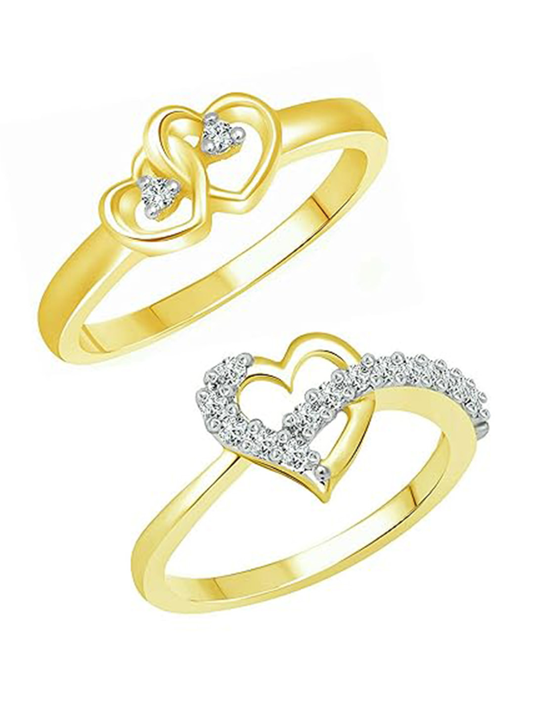 

Vighnaharta Graceful Set Of 2 Gold-Plated CZ Stone-Studded Adjustable Finger Ring