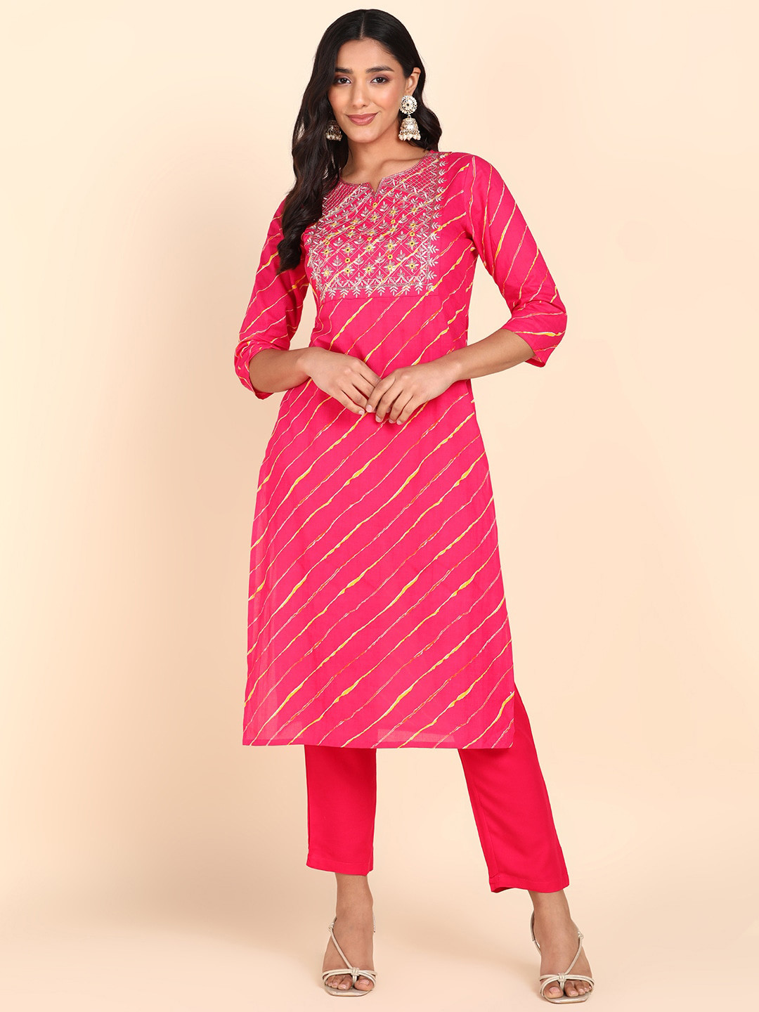 

Maaesa Leheriya Printed Kurta, Pink