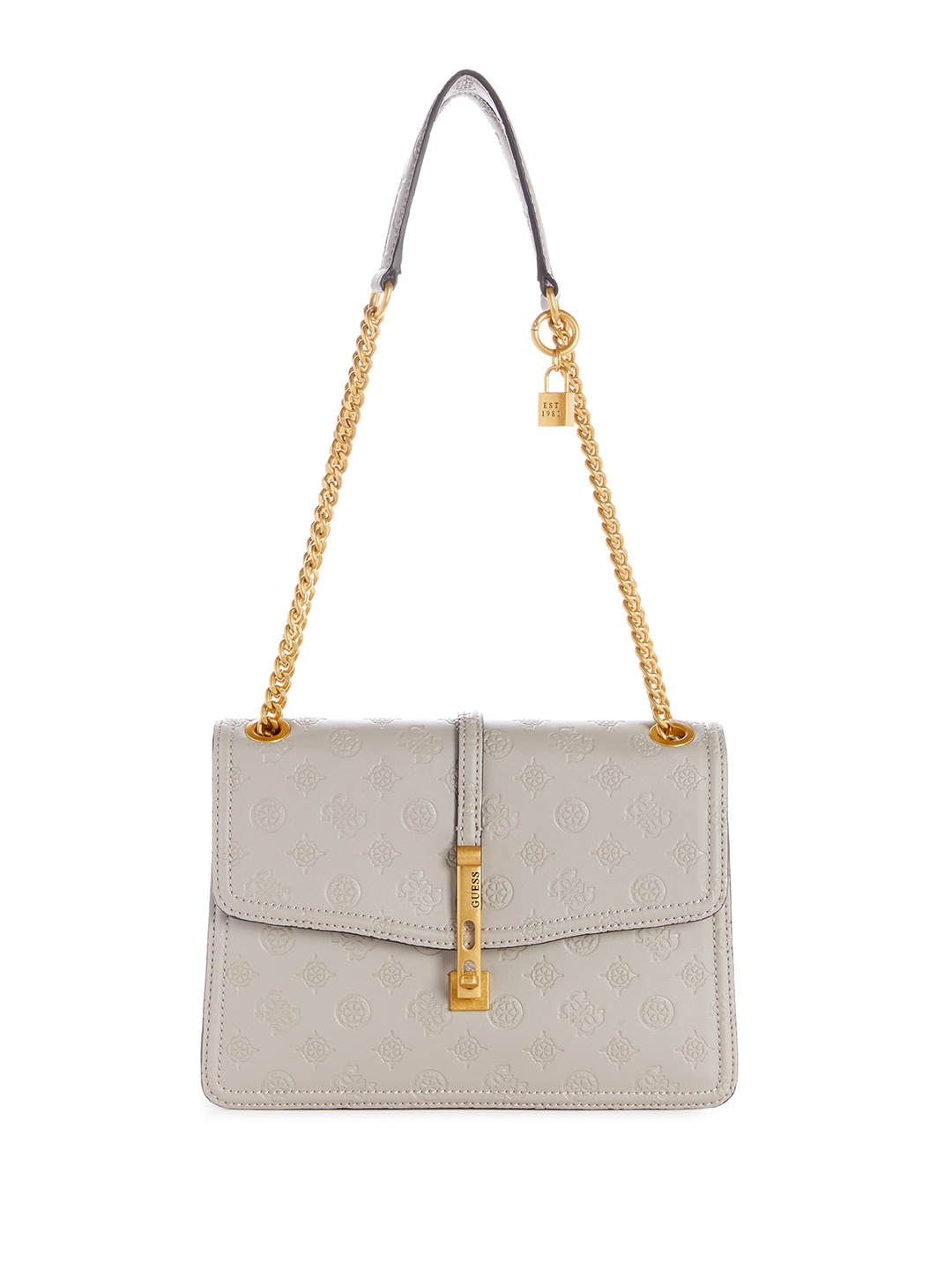 

GUESS Brand Logo Textured Structured Sling Bag, Grey