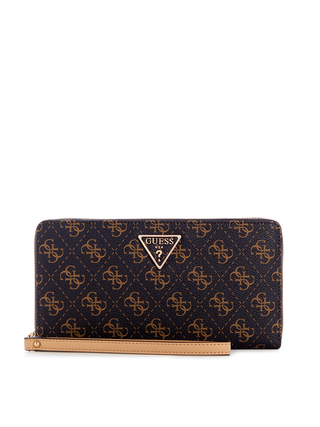 

GUESS Women Brand Logo Printed Zip Around Wallet, Brown