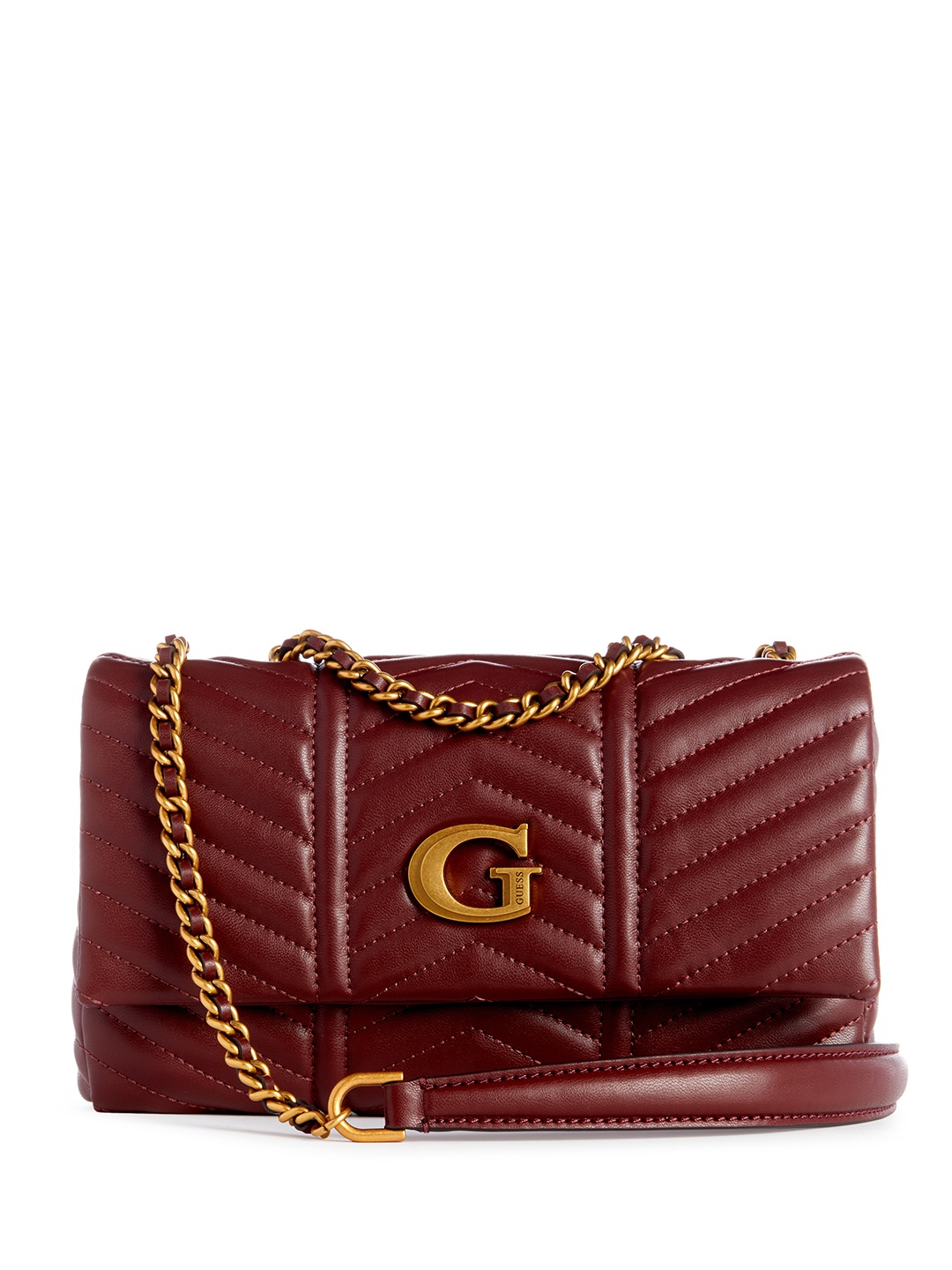 

GUESS Structured Sling Bag with Quilted Detail, Maroon