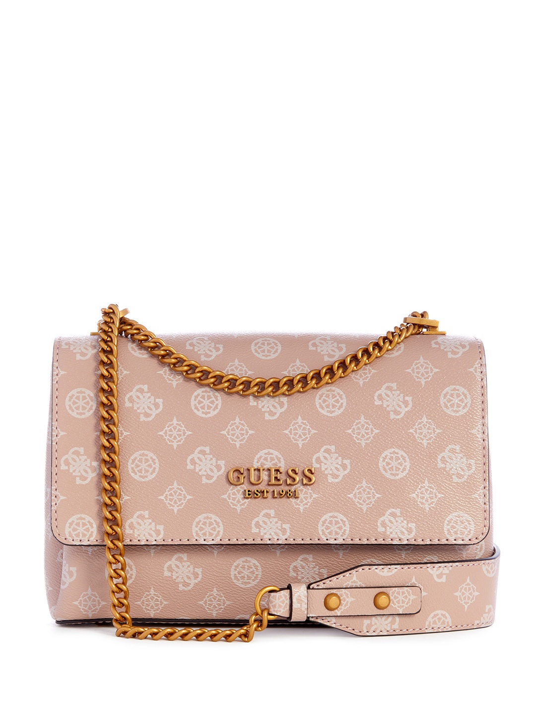 

GUESS Brand Logo Printed Structured Sling Bag, Pink