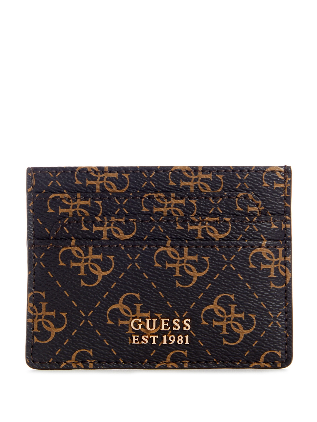 

GUESS Women Brand Logo Printed PU Card Holder, Brown