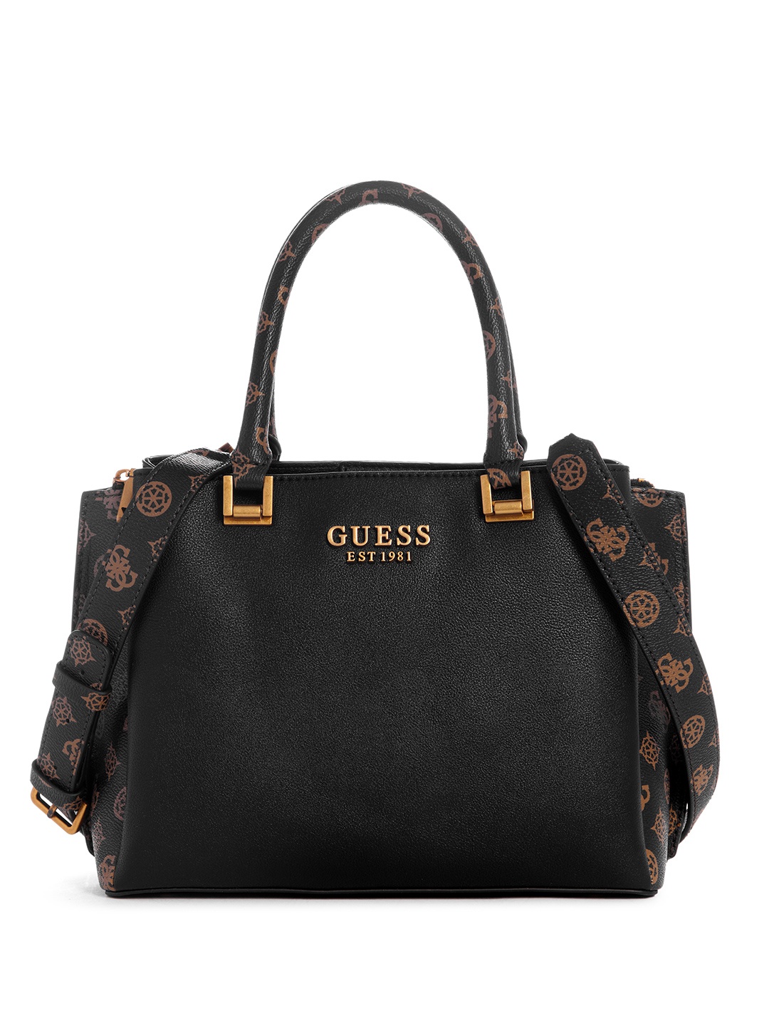 

GUESS Printed Detail Structured Handheld Bag, Black
