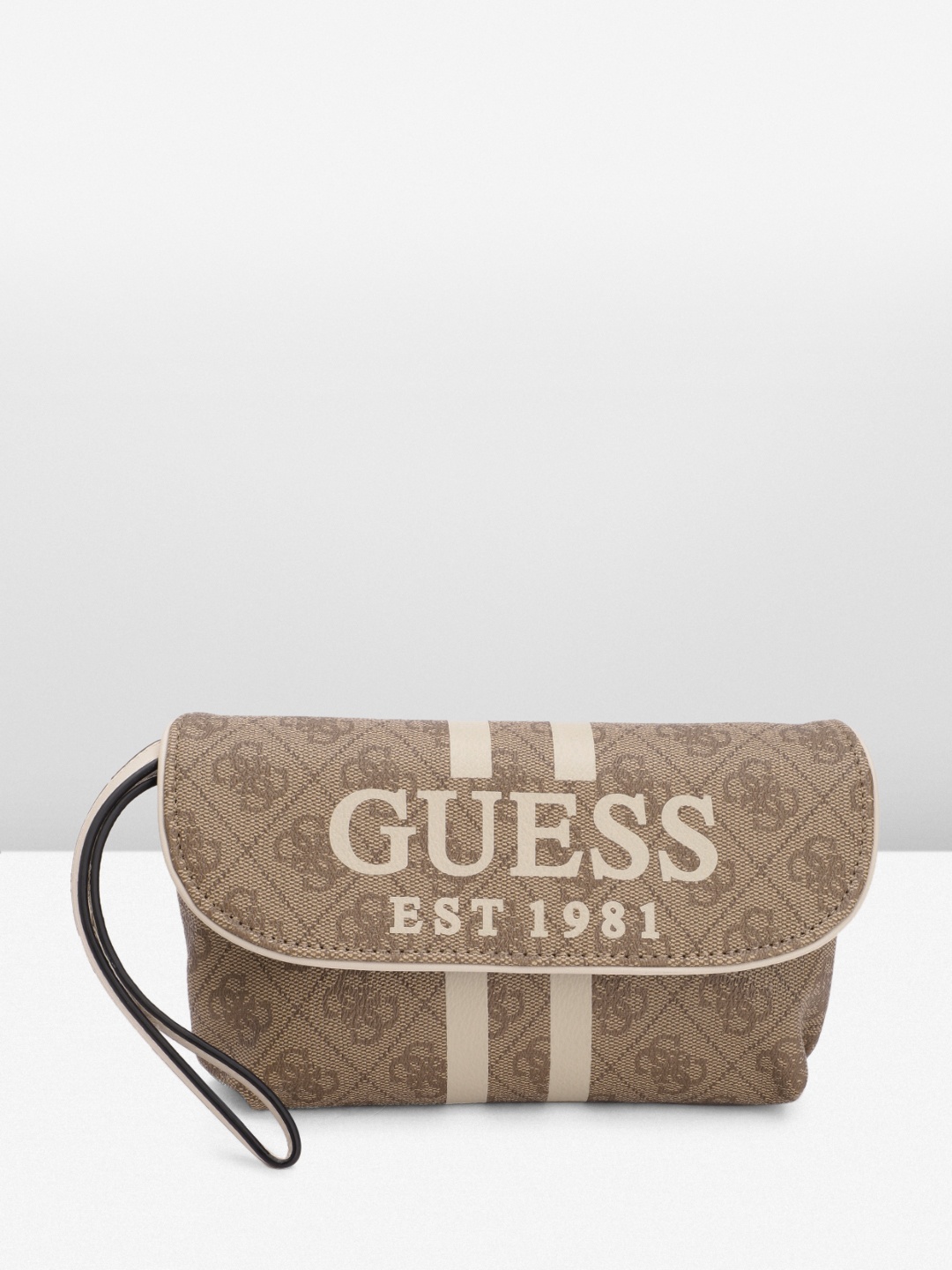 

GUESS Women Brand Logo Print Cosmetic Pouch, Brown
