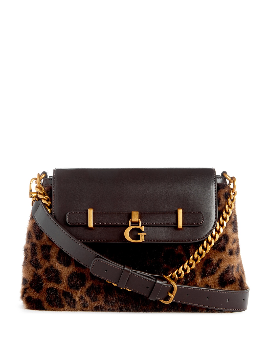 

GUESS Animal Textured Structured Shoulder Bag, Brown
