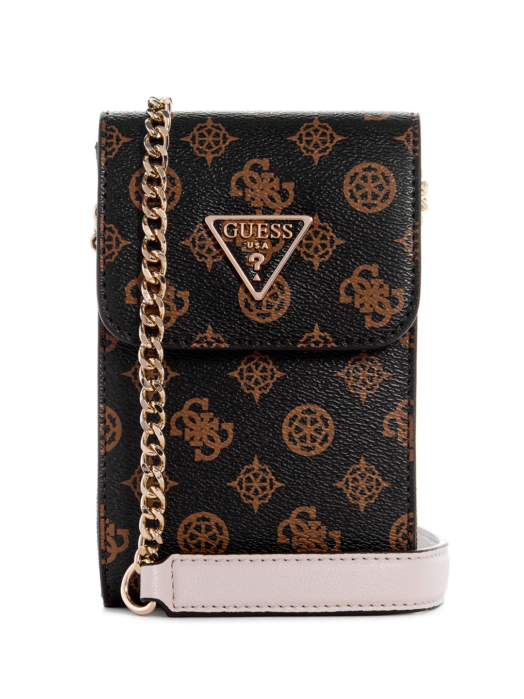 

GUESS Women Brand Logo Print Mobile Pouch, Brown