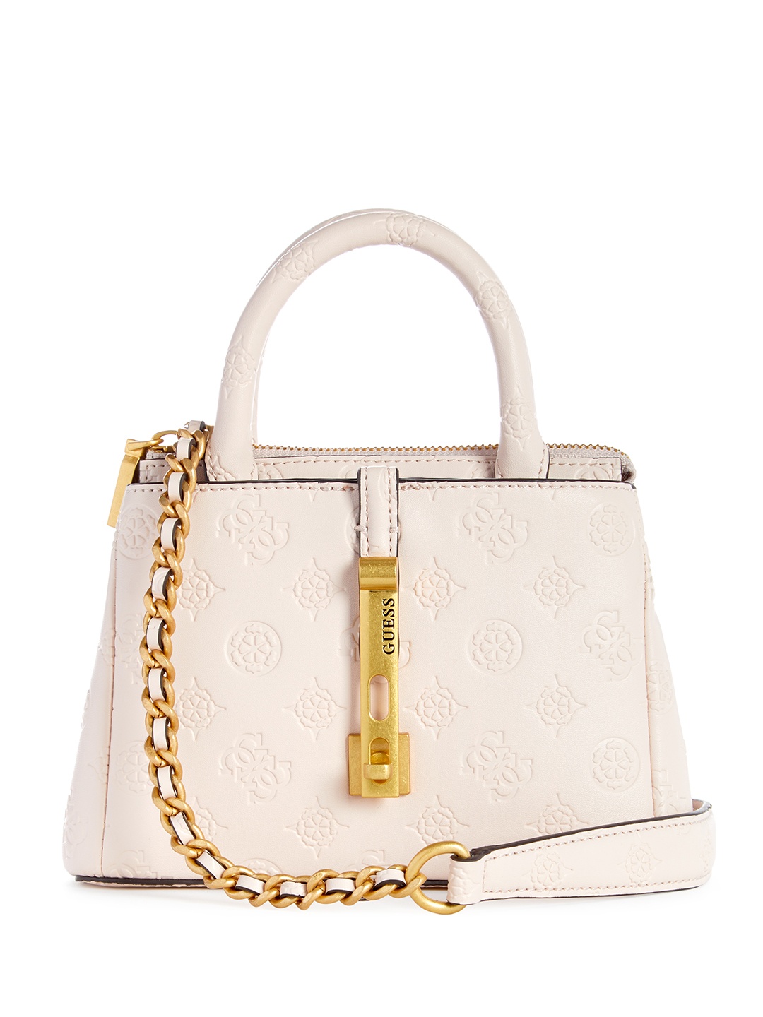 

GUESS Brand Logo Textured Structured Handheld Bag, Pink