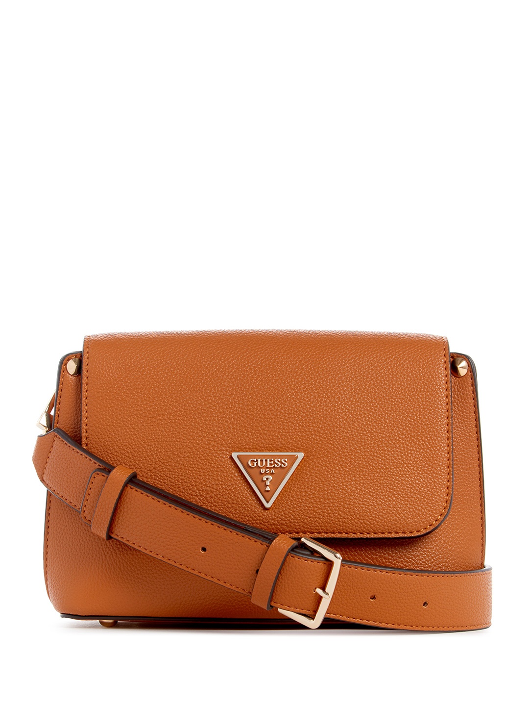 

GUESS Brand Logo Embossed Structured Sling Bag, Tan