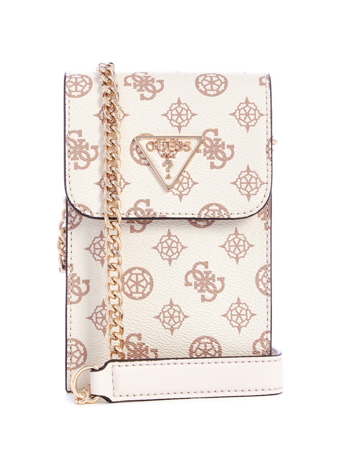 

GUESS Women Brand Logo Print Mobile Pouch, Cream