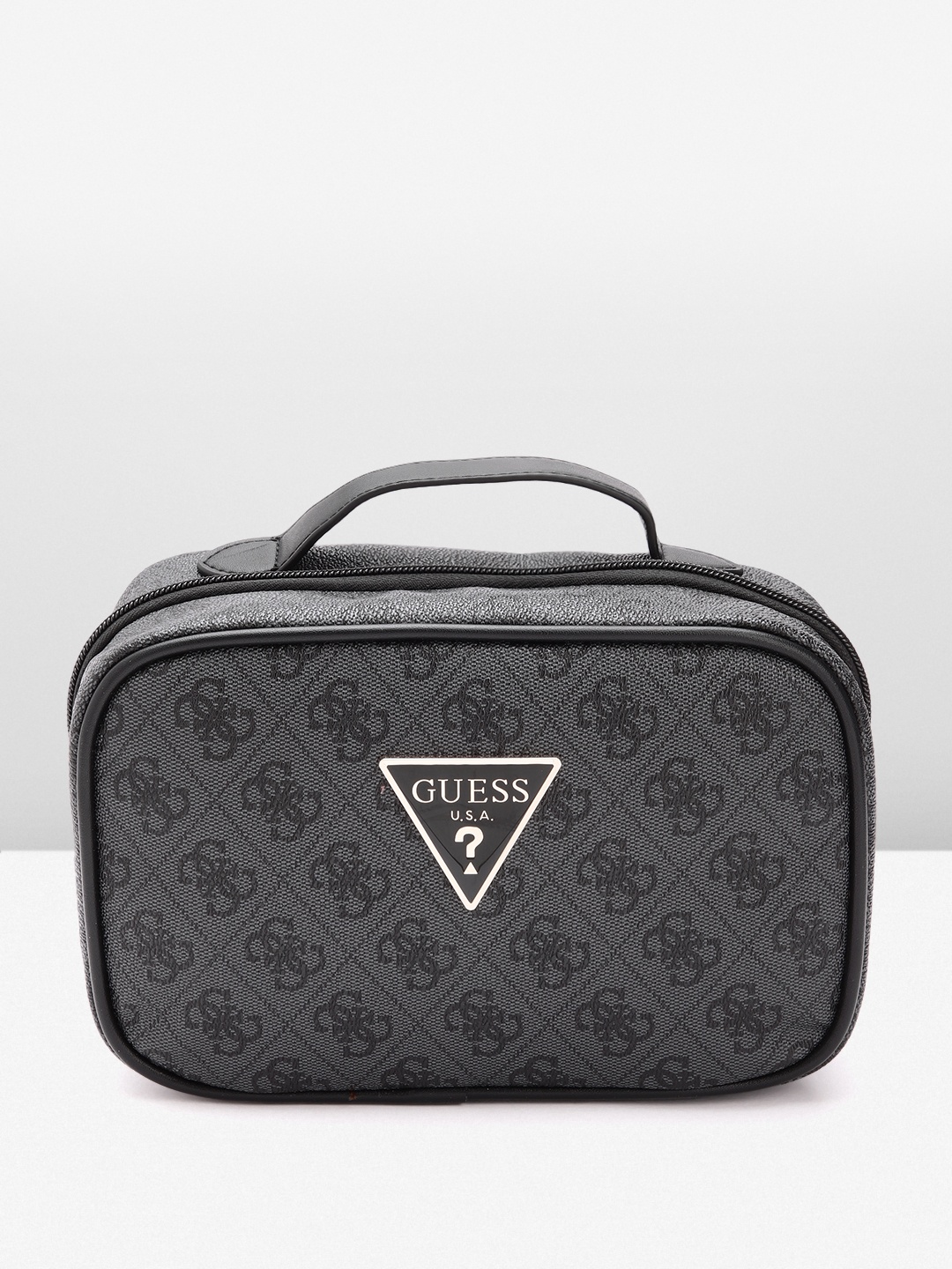 

GUESS Brand Logo Printed Travel Pouch, Grey