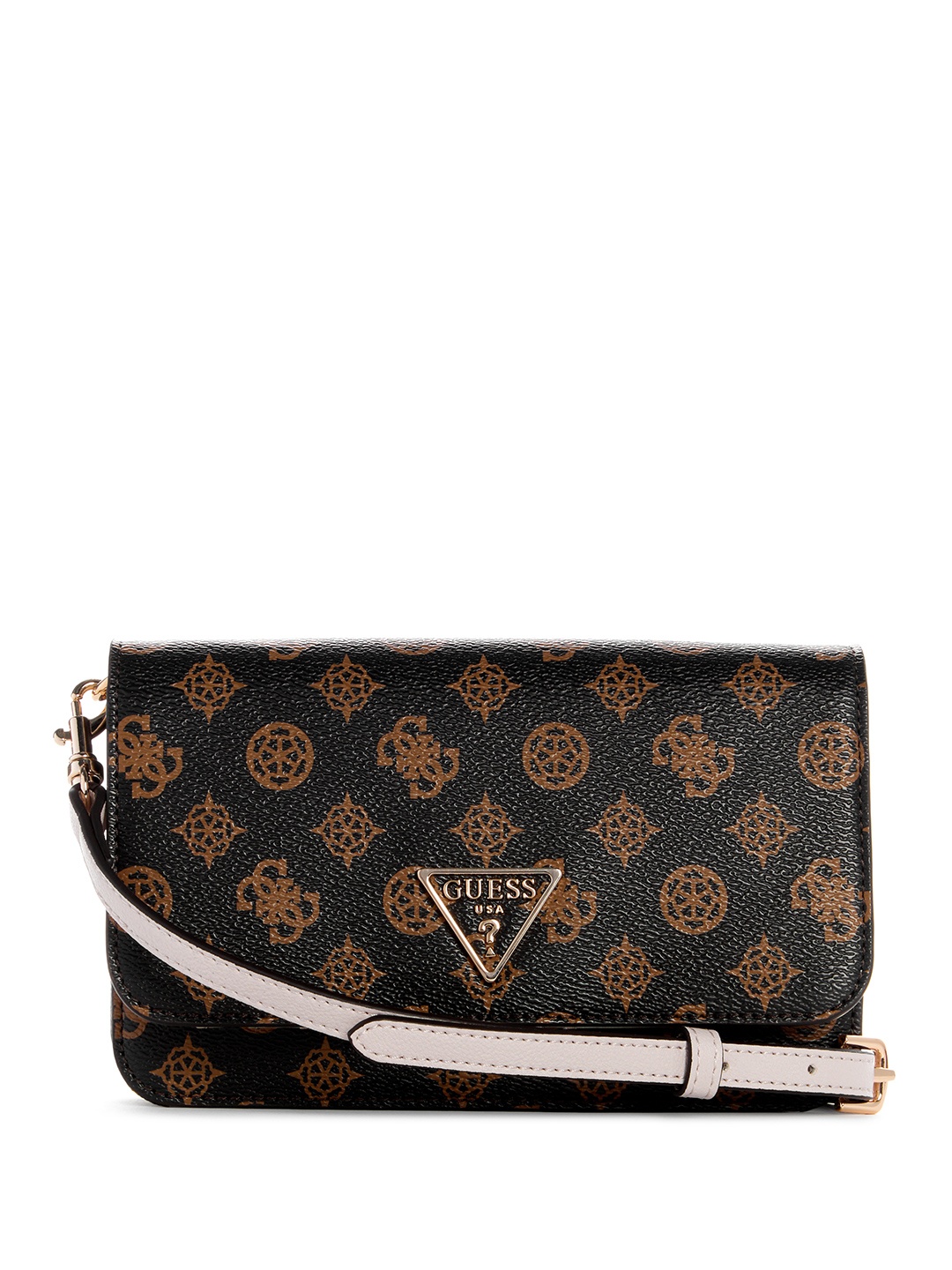 

GUESS Brand Logo Printed Structured Sling Bag, Brown
