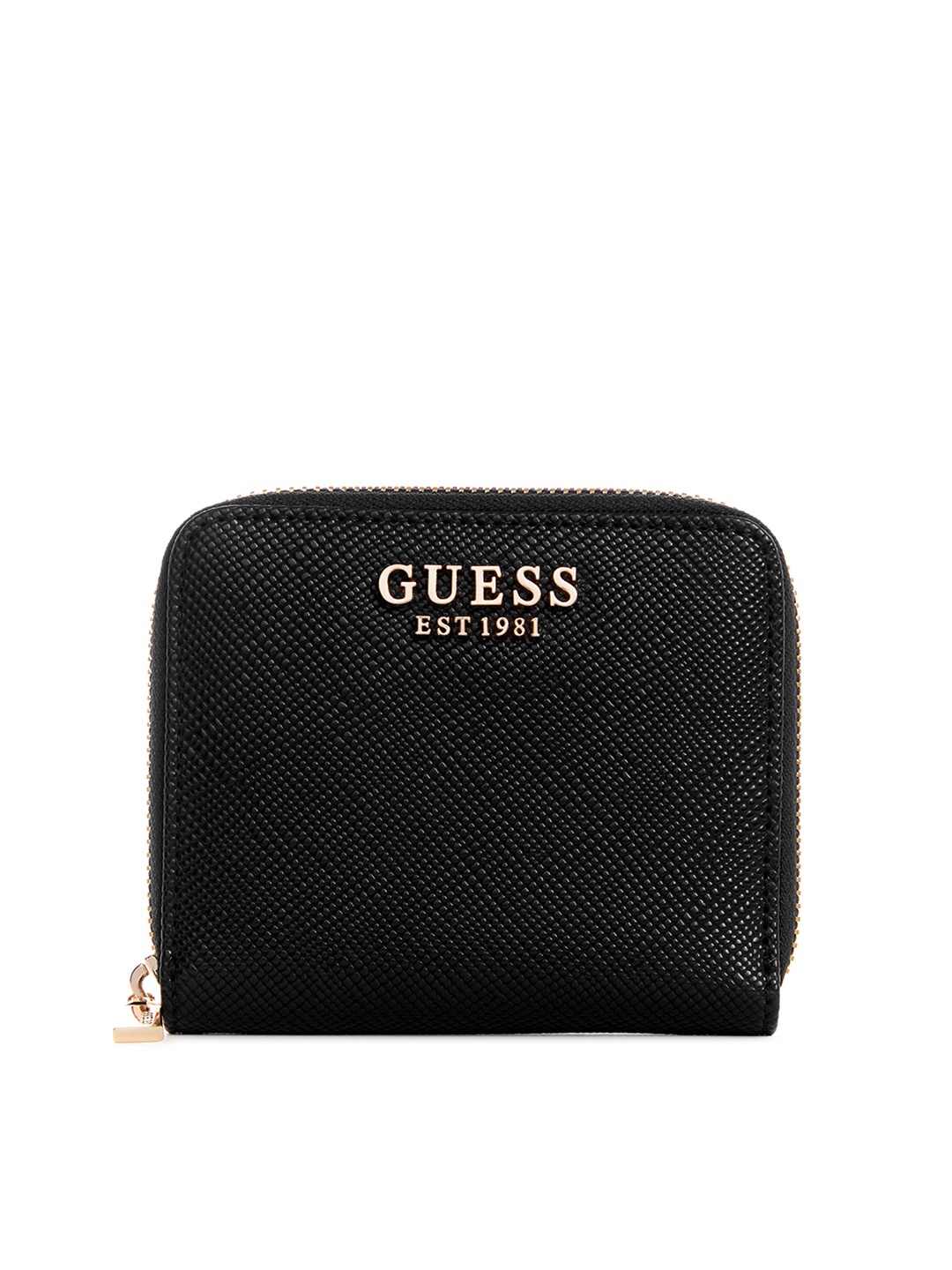 

GUESS Brand Logo Embossed Zip Around Wallet, Black