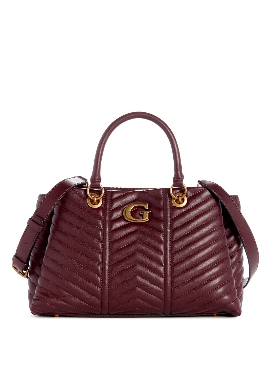 

GUESS Quilted Structured Handheld Bag, Maroon