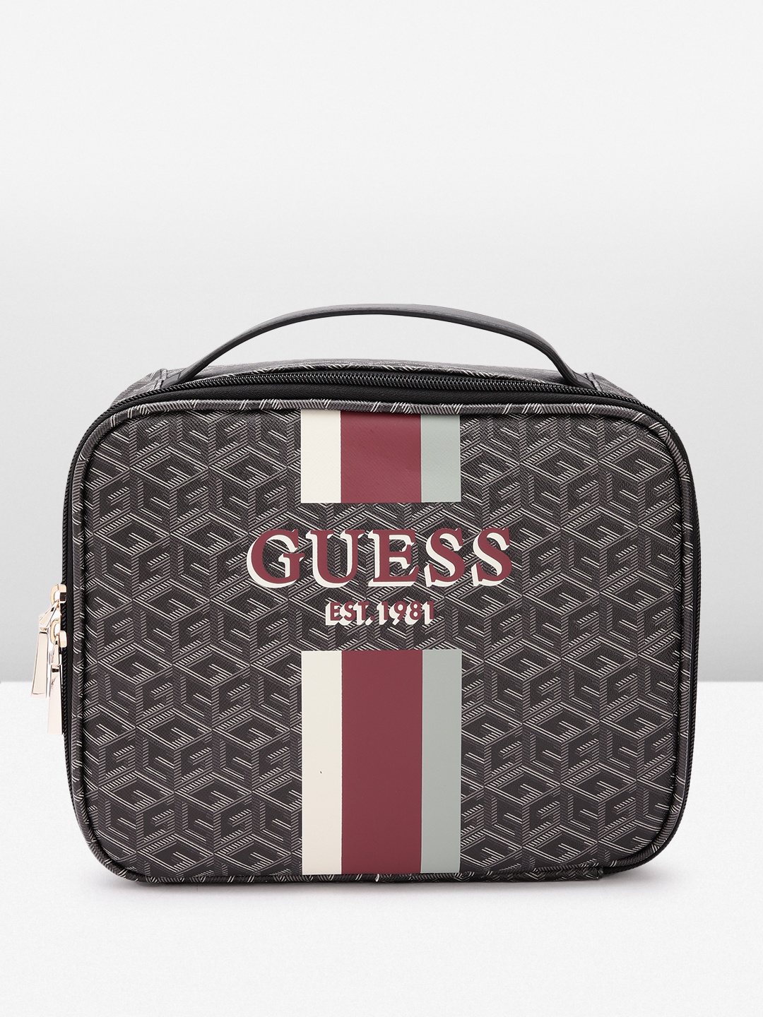 

GUESS Brand Logo Printed Vanity Bag, Black