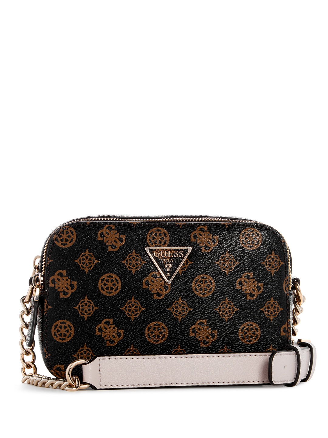 

GUESS Brand Logo Printed Structured Sling Bag, Black