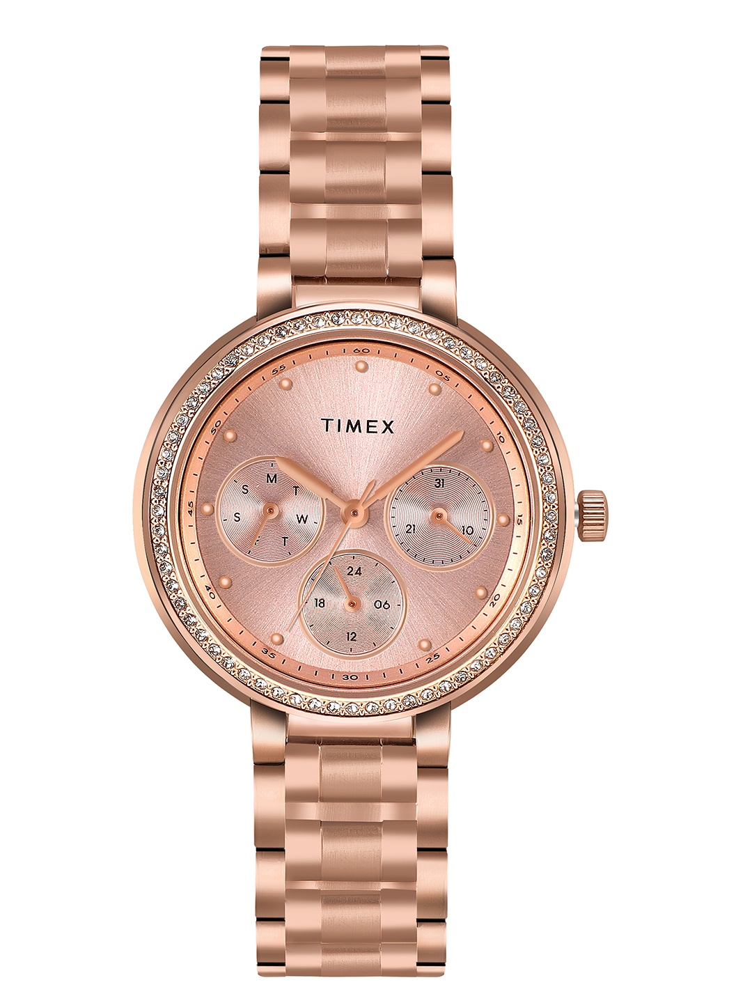 

Timex Women Water Resistance Stainless Steel Multi Function Analogue Watch TW000Z302, Pink