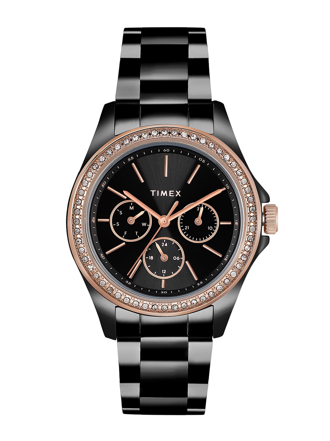 

Timex Women Water Resistance Stainless Steel Multi Function Analogue Watch TW000Z404, Black