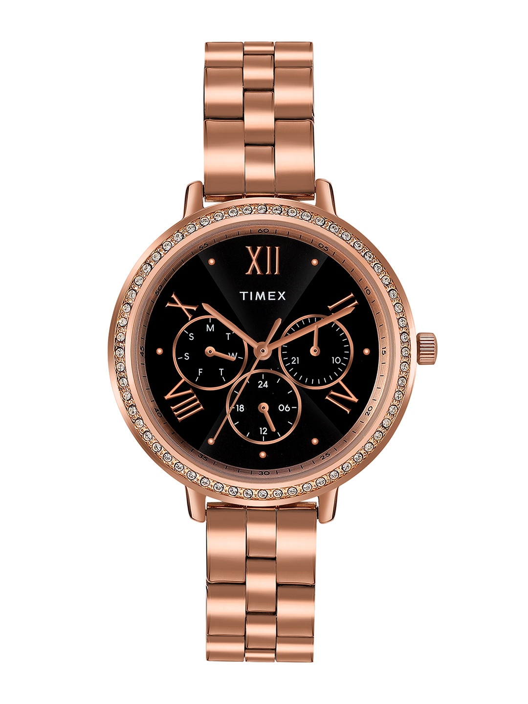 

Timex Women Water Resistance Stainless Steel Multi Function Analogue Watch TW000Z503, Black
